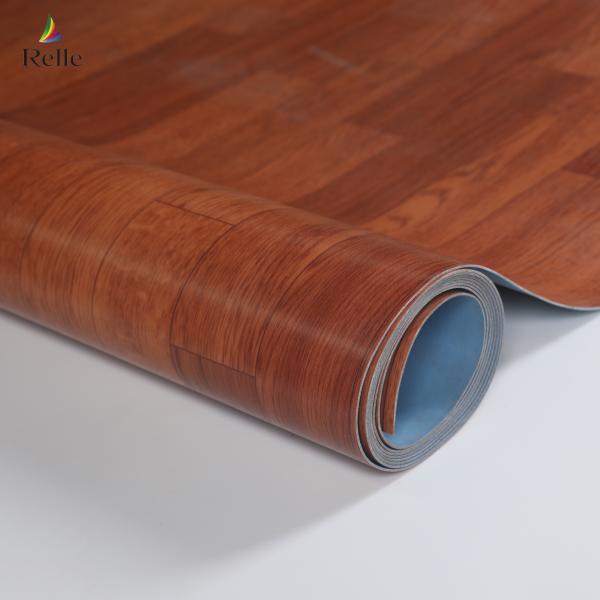 Restaurant Linoleum Flooring Rolls Wood Look UV Resistant Heterogeneous Sheet