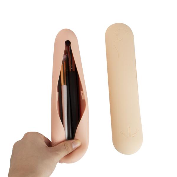 Bolsa de cosméticos de silicona portátil de viaje personalizada de gran venta en 2025, bolsa de almacenamiento de maquillaje