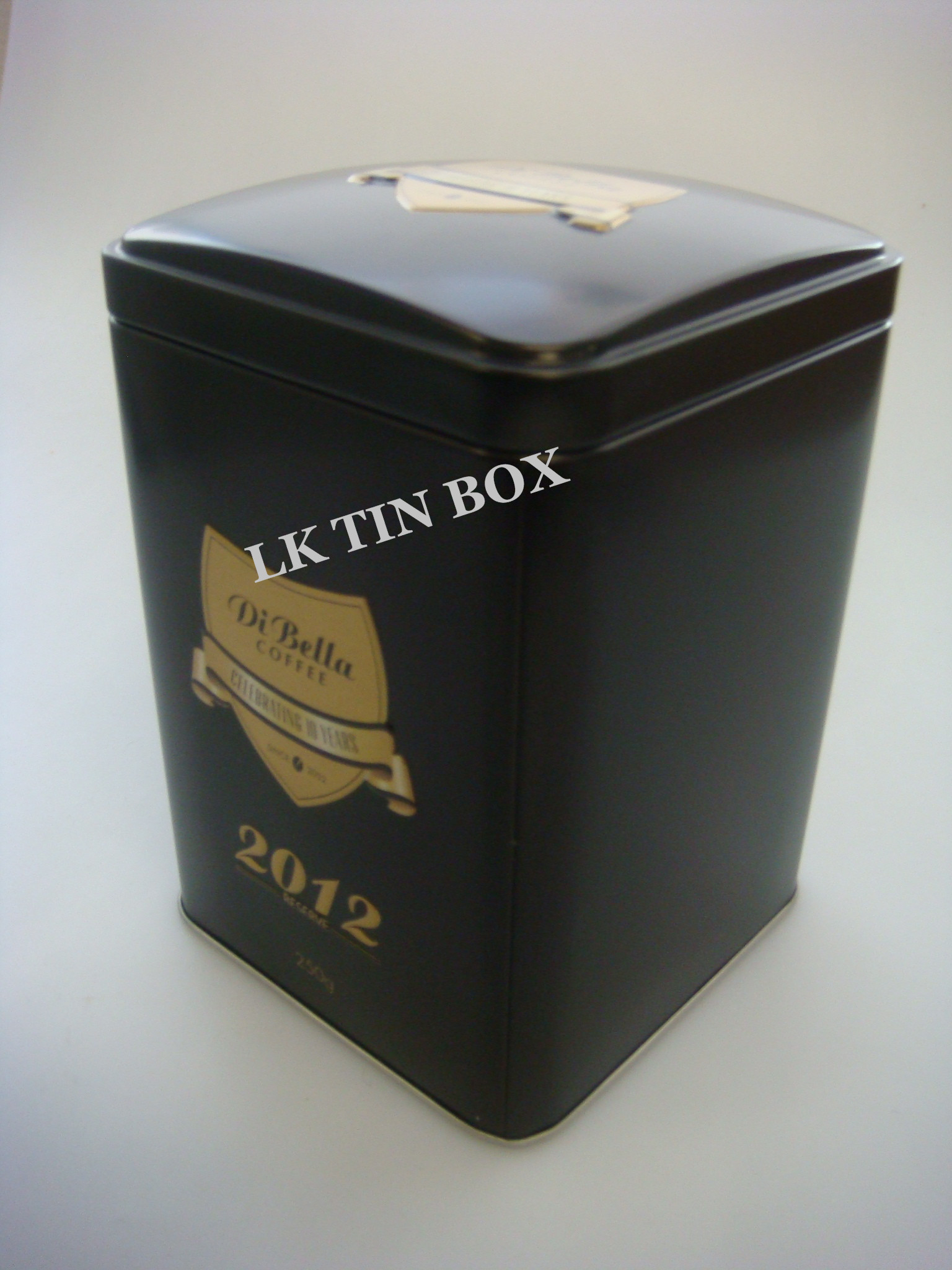 250g Di Bella Square Tea Tin Box With Metal Plug Embossing HACCP Certification