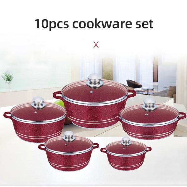OEM/ODM Kitchen Pots Granite Aluminum Pans And Pots Double Bottom Nonstick Cookware Sets