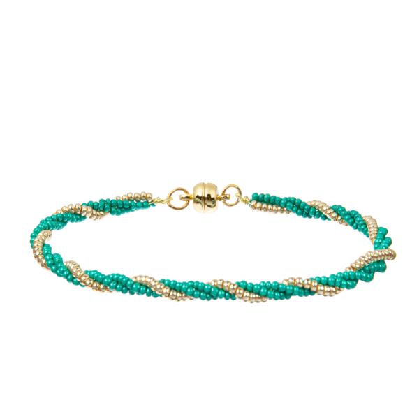 Stretchy Multi Beaded Bracelets Sets , Green Silver Seed Beads Bracelets
