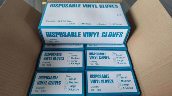 Clear Disposable Vinyl Exam Gloves With Rolled Rim Power Free Wear Resistant