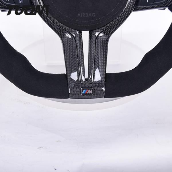 Black Alcantara Genuine BMW Carbon Fiber Steering Wheel With LED Lights