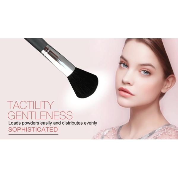 Wooden Handle Copper Ferrule Essential Makeup Brushes Black Goat Hair