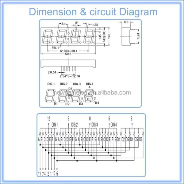 0.56 Inch 4 digit LED Seven Segment Clock Display
