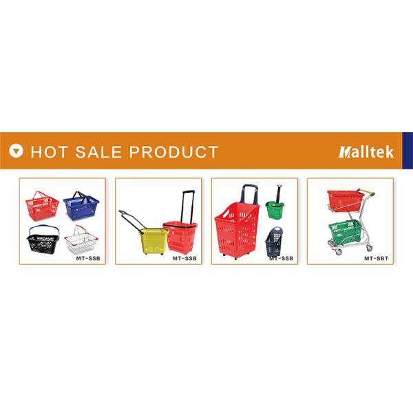 Customized Logo Plastic 4 Wheels Supermarket Store Basket Trolley