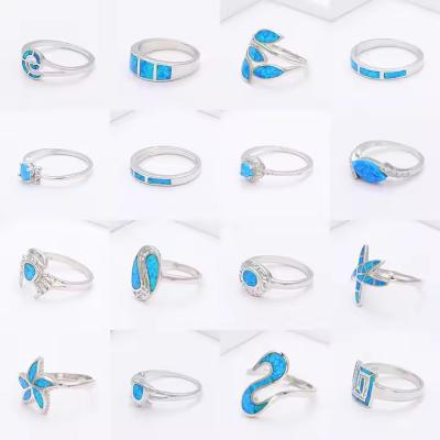 Vintage S925 Sterling Silver Opal Ring Band Charm Jewelry Customized