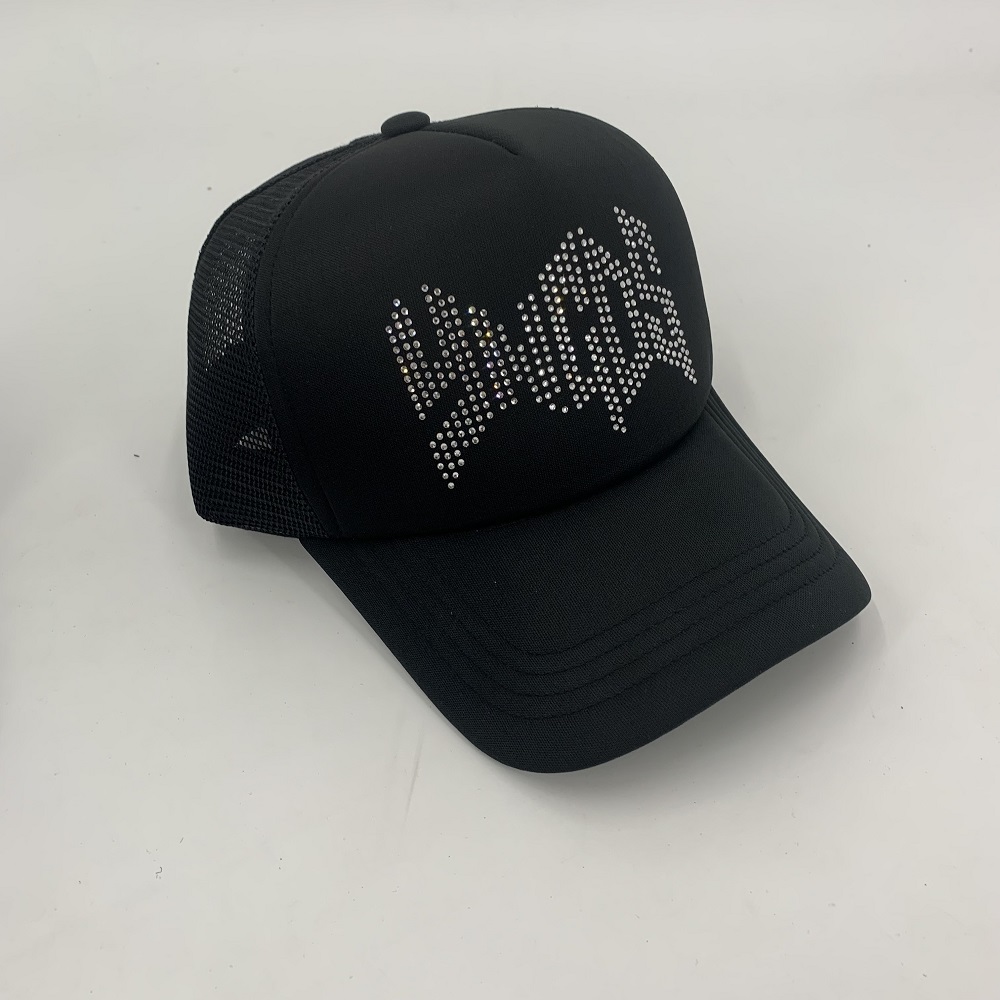 Custom Crystal Diamond Trucker Hats 3M Reflection Night Light Embroidered