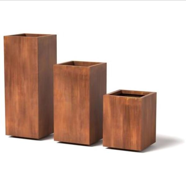 Rectangular corten steel planter flower pot with OEM logo