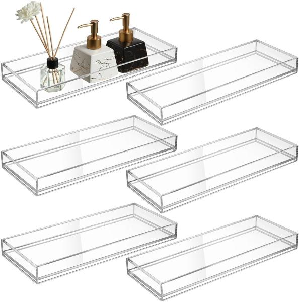 Sleek Design Acrylic Vanity Organizer Trays , Multipurpose Clear Acrylic Bathtub Tray