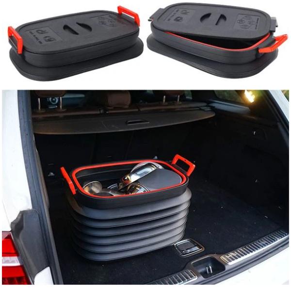 Outdoor 37L Folding Storage Bucket With Cover Collapsible Bucket - 10-Liter Multipurpose Wash Bin for Camping