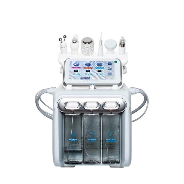 CD FDA approved 46*32*45 13kg portable white hydrafacial machine with 6 handles for deep skin cleaning  rejuvenation