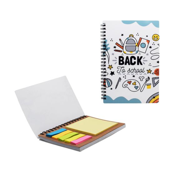 Blank A5 PET Cover Spiral Coil Notebook Sublimation Blank Notebook With Color Sticky Note Pad