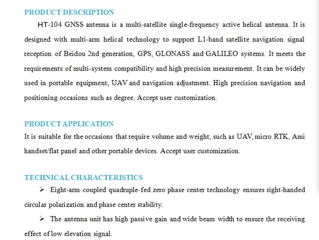 High Accuracy GNSS GPS Antenna Full Band Multipath Rejection HT-104/L2/L5