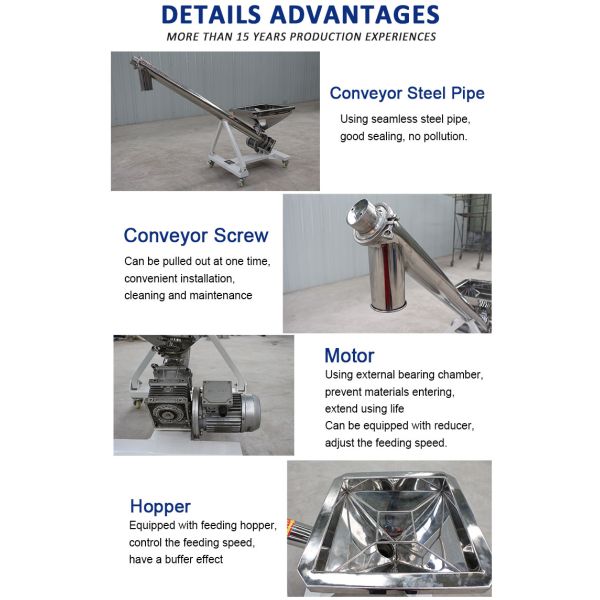 Industrial Screw Conveyor Stainless Steel Silica Sand Feeder Conveyor