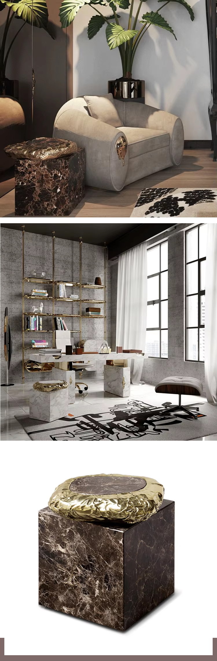 MOYI Minimalist and Creative Italian Luxury Sintered Stone Coffee Table Villa Marble Side Table