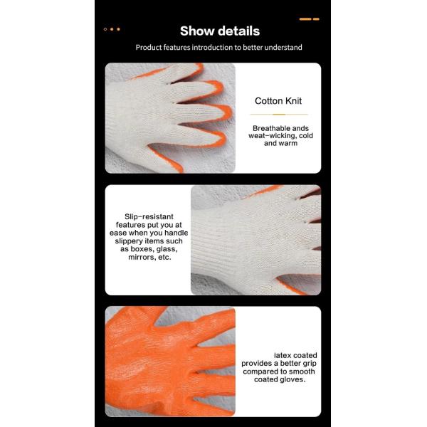 Оптовая цена Пахта Латексные перчатки промышленные защитные перчатки для рук Рабочая безопасность перчатки для строительства