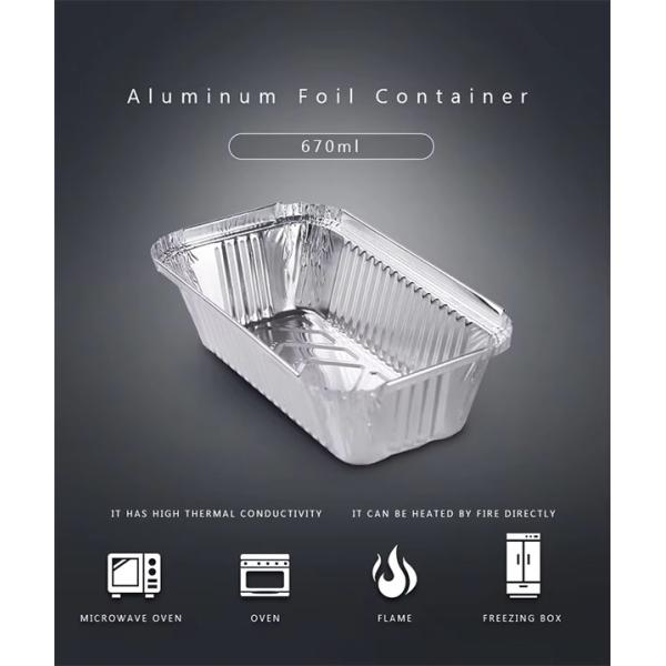 No 6A Recyclable Aluminum Foil Mini Loaf Pan 670ml Disposable Foil Tray Aluminum Foil Food Container with Plastic Lid