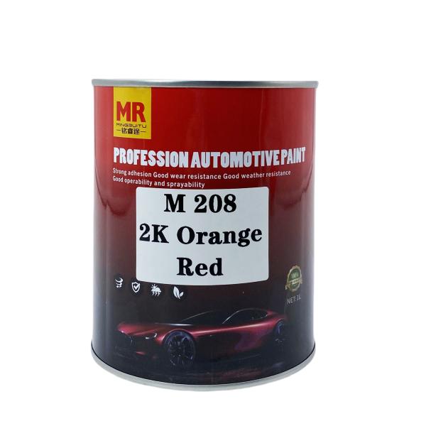 M208 Peinture de voiture rouge orange 2K Peinture automatique pour métal Résistance aux intempéries