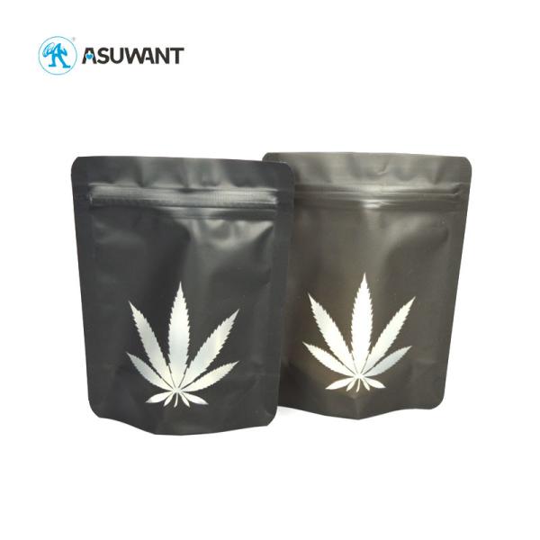 Matte Black Mylar Ziplock Stand Up Pouch Mylar Zip Lock Smell Proof Weed Packaging For Spices
