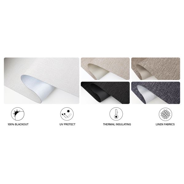 100% Blackout Roller Shades Fabric with UV Protection and Customizable Options for Window Shades