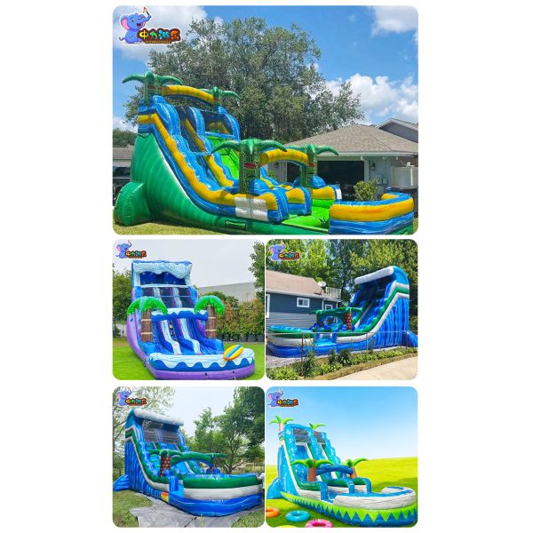 Outdoor Double Slides Inflatable Water Slide Unisex Inflatable Pool Slide 