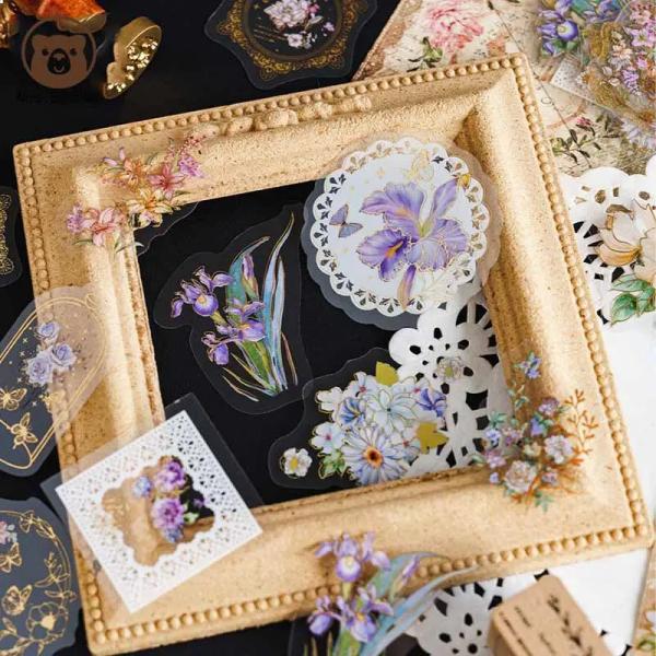 Álbum de recortes decorativo feito a mão planejando estético dourado planta da etiqueta DIY da etiqueta do ANIMAL DE ESTIMAÇÃO do vintage