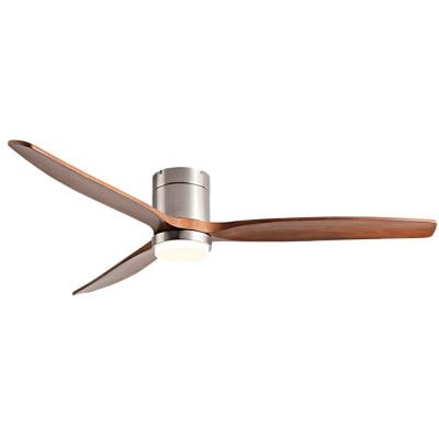 Ventilateur de plafond en bois de 52 pouces moderne à 3 feuilles à télécommande intelligente LED décoratif avec lumière