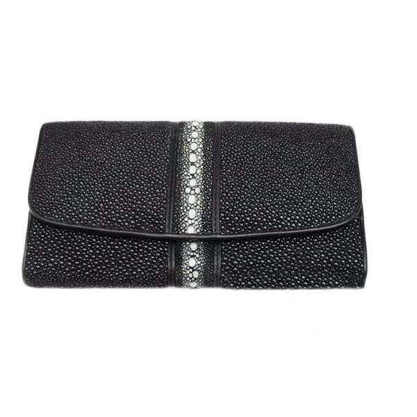Unisex Style Authentic Stingray Skin Women Long Wallet Lady Card Holders Genuine Leather Female Large Clutch Purse