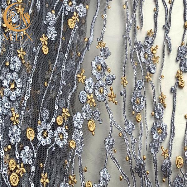 Красочное украшение Sequins яркого блеска вышивки ткани шнурка MDX флористическое