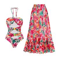 Costume de bain féminin rouge bleu vert bikini ensemble de vêtements de plage en nylon sans fil