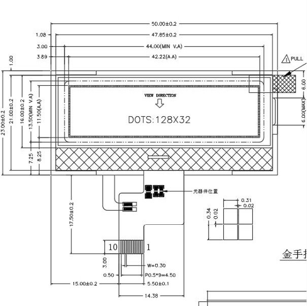 Monochrome дисплей графическое 128x32 LCD COG ставит точки с ST7567 IC