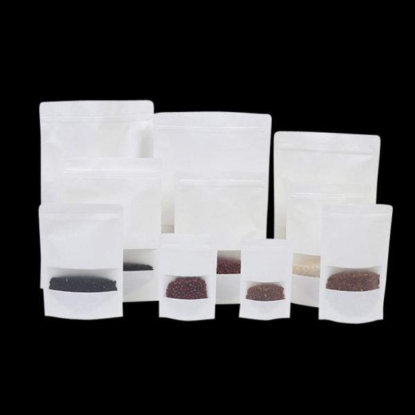 Standing Up Food Grade Brown Kraft Paper Zipper Poly Bags with Clear Window
