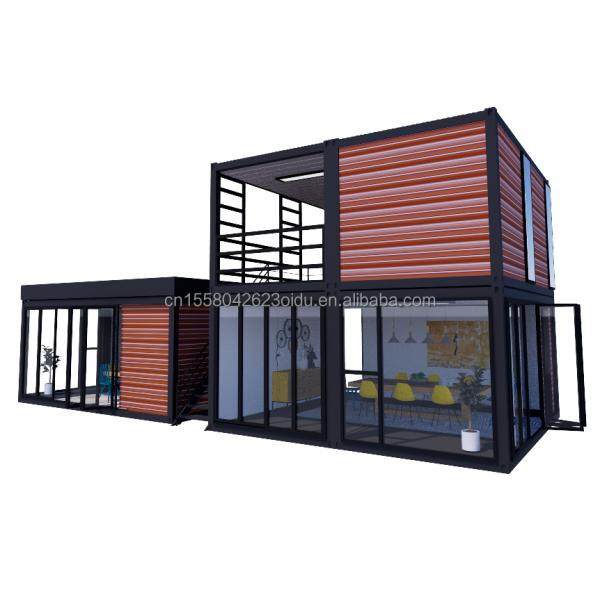 40ft 20ft Deluxe Bedroom Large Glass Studio Movable Wood House Wall 50/75/100mm Wave Sandwich Panel Customized Color Hotels