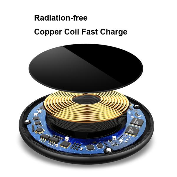 15 Watt Portable Qi Wireless Charger Pad Aluminum Alloy Acrylic Plate