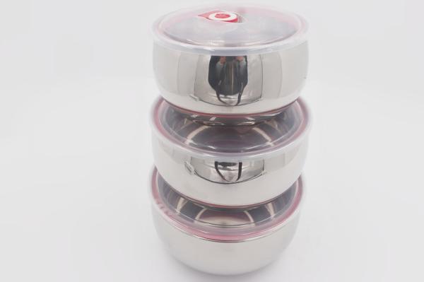14-18cm 3pcs Customizable new round food bento set 201# stainless steel leak proof mixing bowl