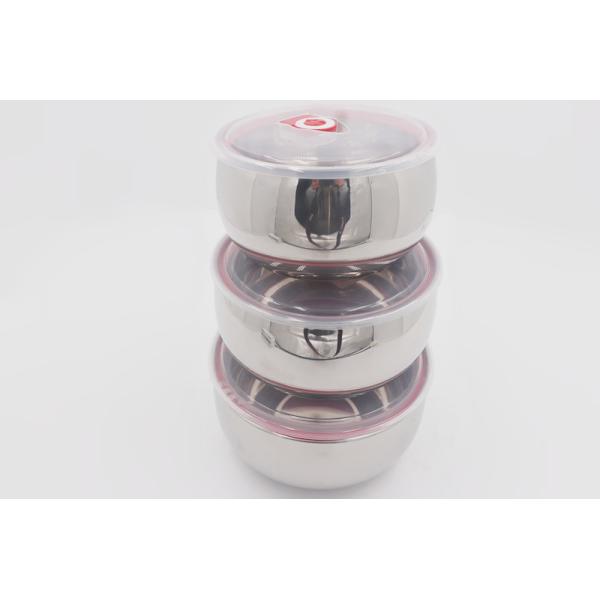 14,16,18cm 3pcs Food container 201#stainless steel mixing bowl round shape food preservation box