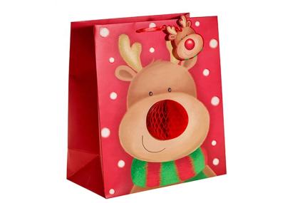 Custom Design Merry Christmas Xmas Paper Gift Bags With Honeycomb and POP UP attachment