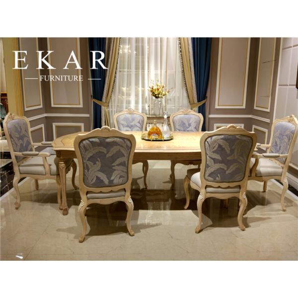 Europen antique style big rectange baroque wood dining table set FT-129