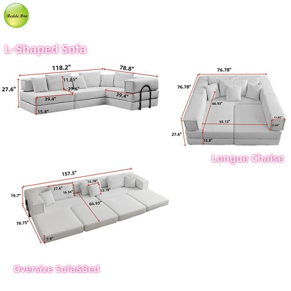 Multifunction Space-Optimized Striped Fabric Compressed Sofa Bed For Living Room Free Combination Furniture