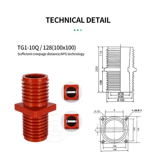 Стена втулки 100X100 12KV эпоксидной смолы TG1-10Q 128 составная для шкафа KYN28