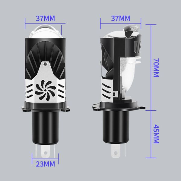 A60 H4 Dual Fish Eye LED Motorcycle Car Headlights With Dual Beam 7500LM