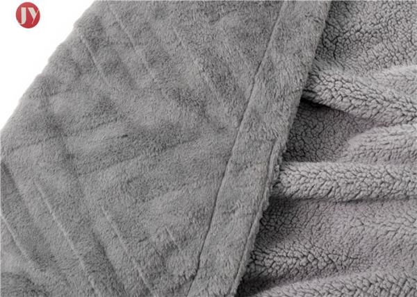 Custom Faux Animal Fur Blanket Gray Knitted wave Embossed Winter Eco - Friendly mink faux fur throw