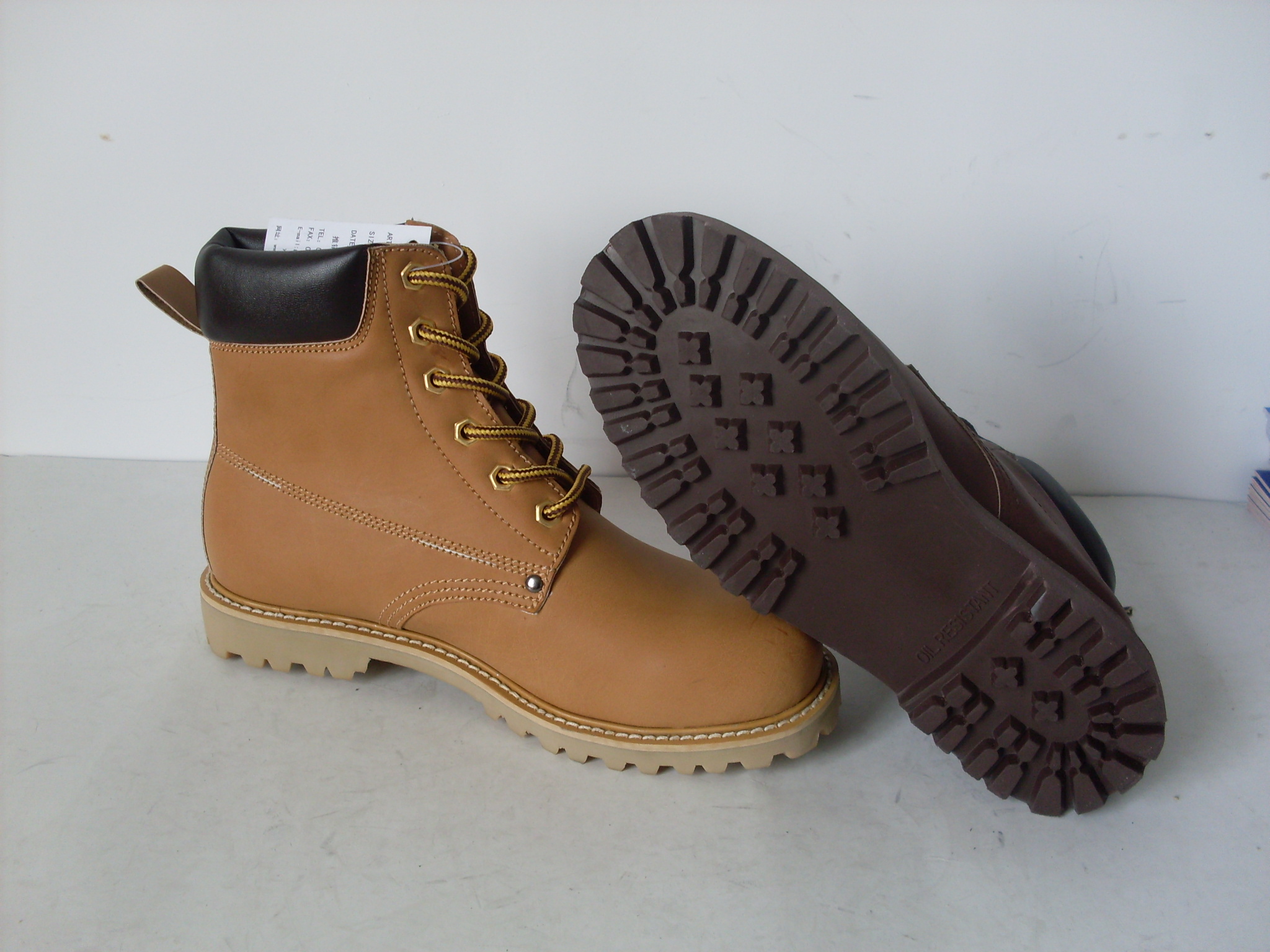 Lace up Yellow Fabric Lining Slip resistant Industrial Protective Footwear For Construction