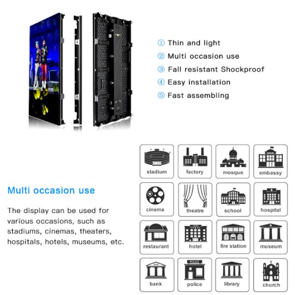 250*500mm 2000cd/m2 P3.91 Indoor Led Advertising Screen