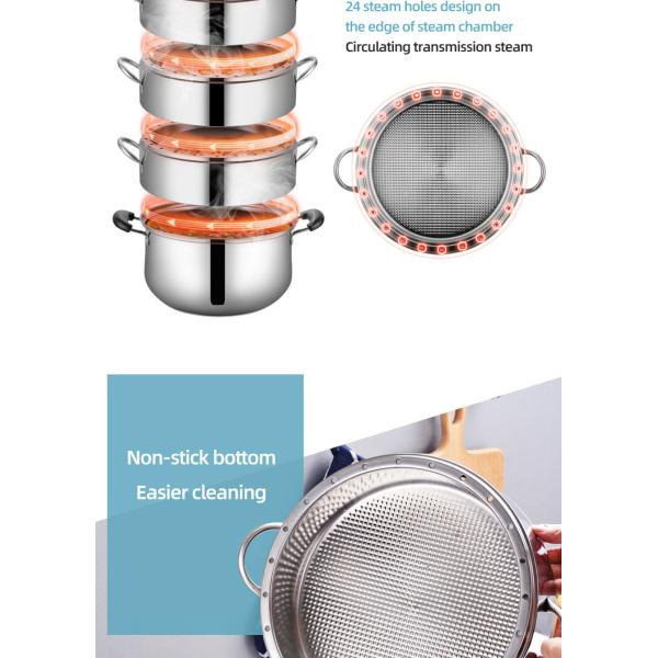 New Arrival Kitchen Industrial Steamer Pot Cookware Mutil Layer Stainless Steel Steamer Pot With SS Handle