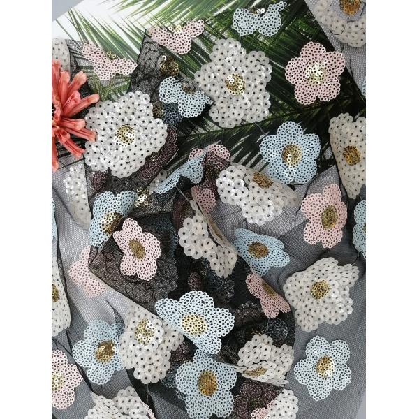 Флористическая вышитая ткань шнурка Sequin