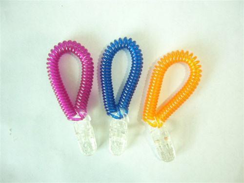 Multicolor stretchable coil design wrist band keyring key Chain clear alligator clip end