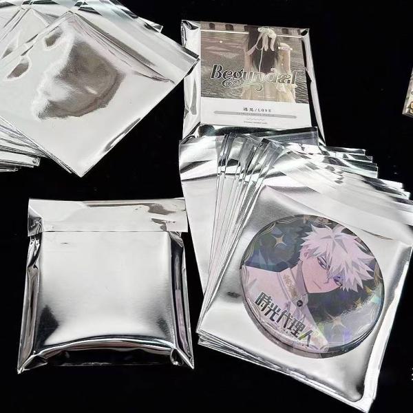 Bolsas de correo de polietileno plateadas personalizadas, bolsas holográficas de aluminio personalizadas, reciclables