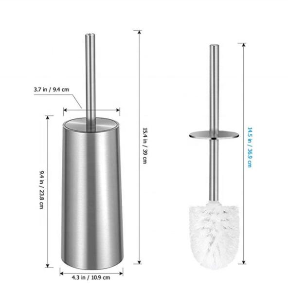 Home Hotel Stainless Steel Toilet Brush Holder Set Free Standing Type